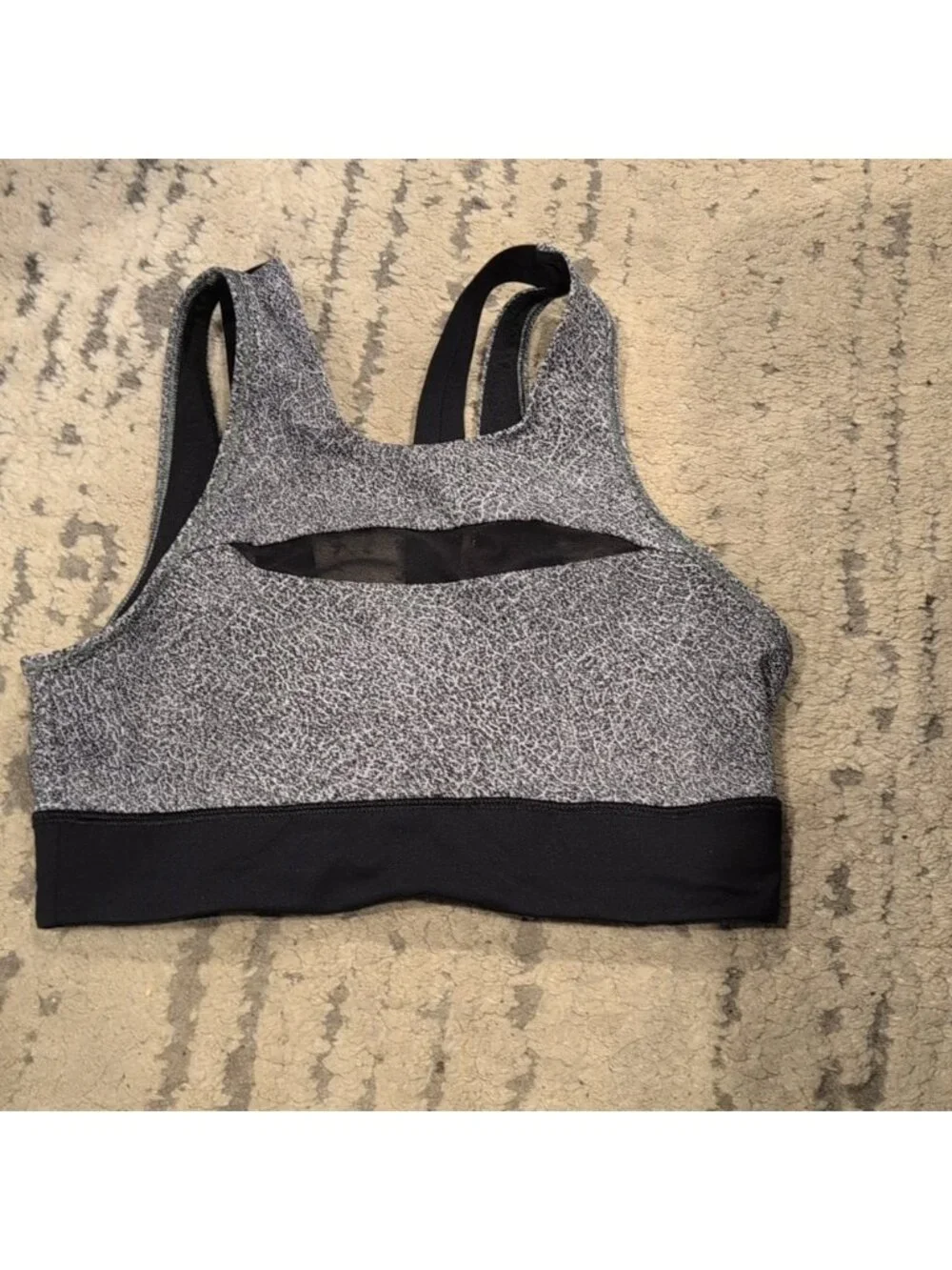 Lululemon Run The Day Bra Fractal Dark Starlight Black / Black